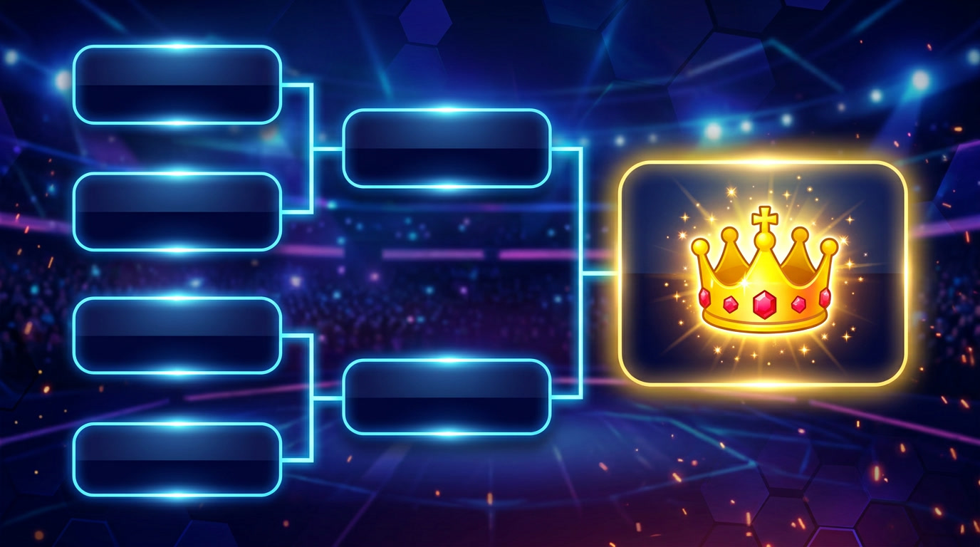 Tournament bracket leading to a crown